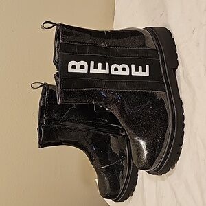 BEBE black Sparkle girls waterproof rain outdoor mud boots size 2 / 3 new w tags